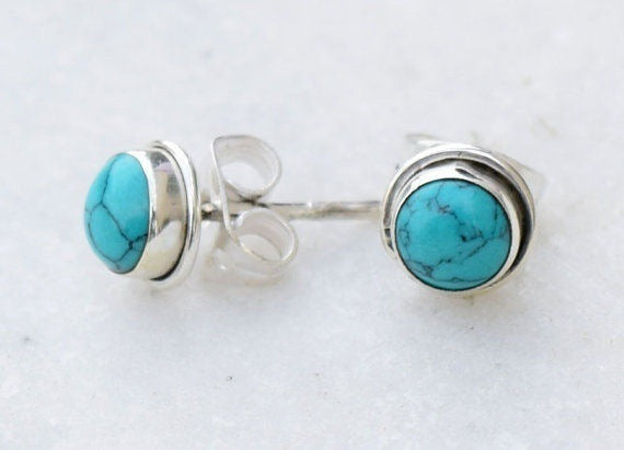Turquoise Small Stud For Women S925 Sterling Silver Earrings