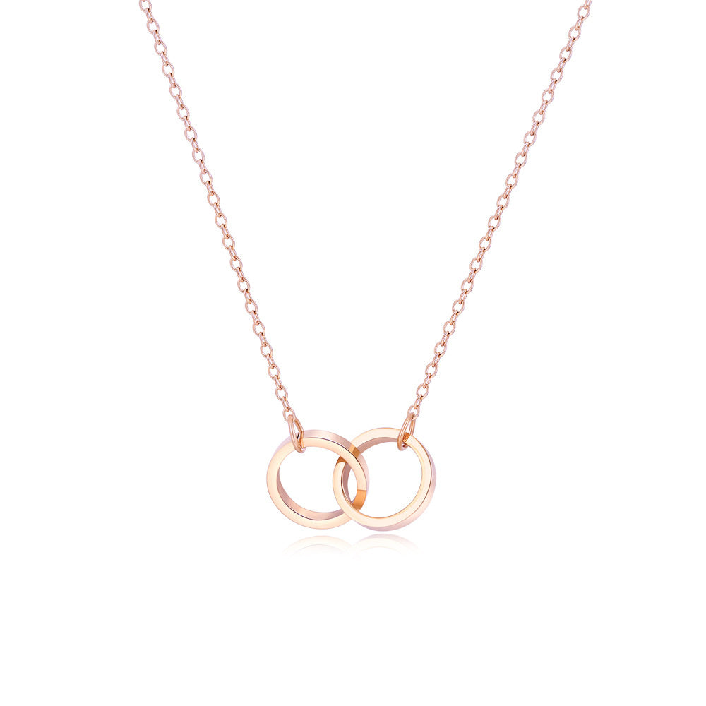 Stainless Steel O-chain Circular Engraved Necklace Simple And Versatile