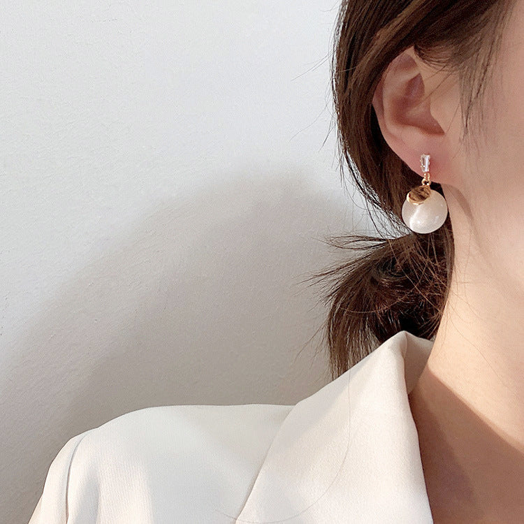 925 Silver Needle Korean Simple European And American Light Luxury Ladies Opal Earrings