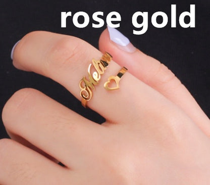 Adjustable Custom Name Stainless Steel Custom Ring