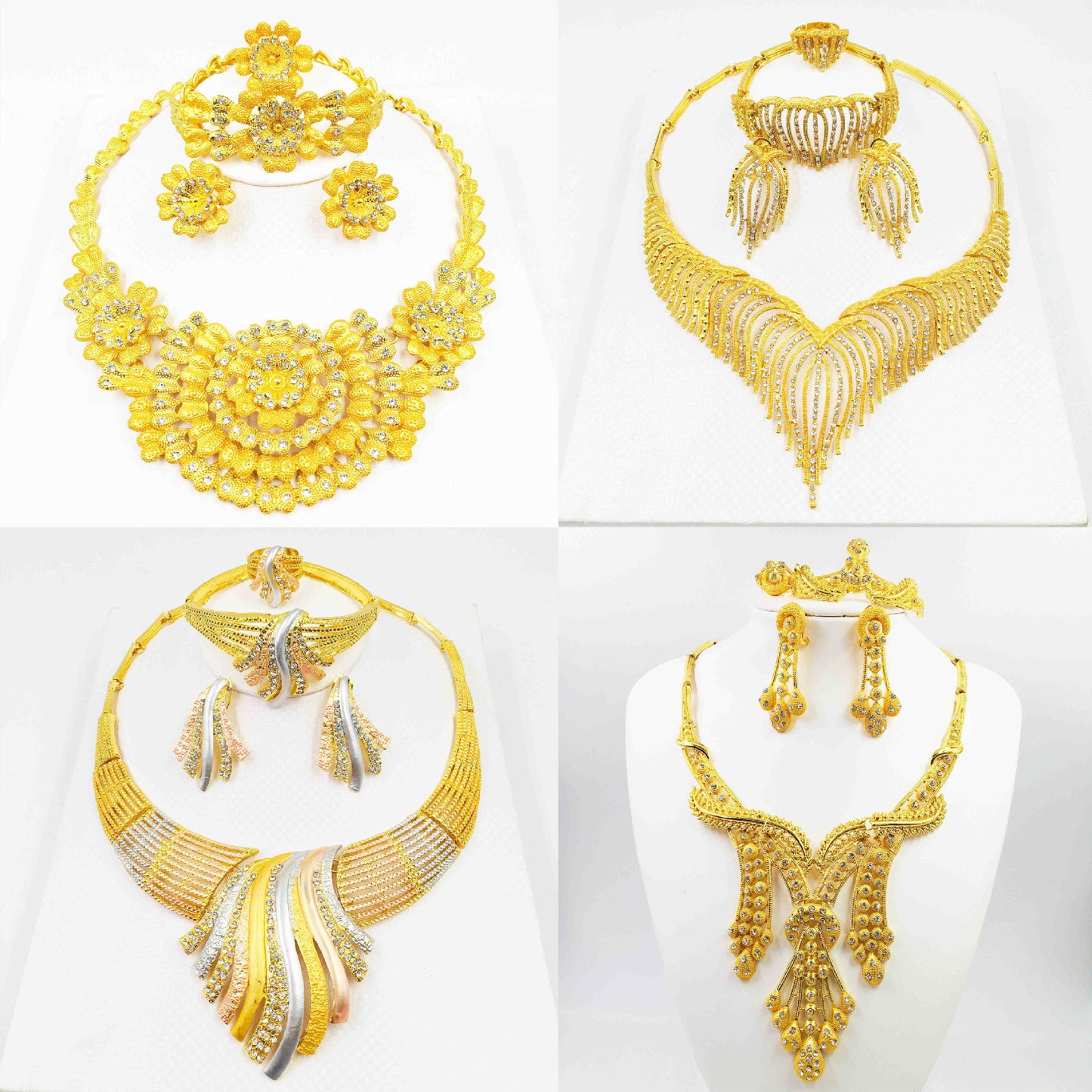 Four-piece bracelet ring earrings