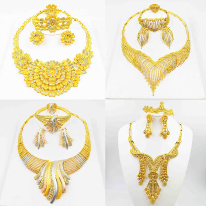 Four-piece bracelet ring earrings