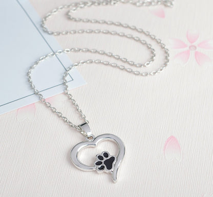 WISH Explosion Fashion Creative Love Dog Claw Pendant Necklace Foreign Trade New Metal Jewelry Wholesale
