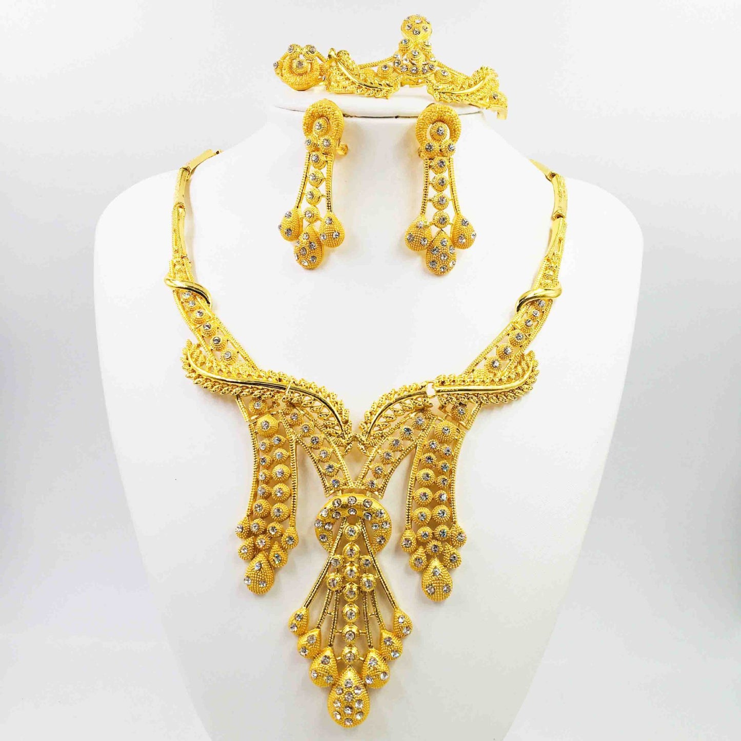 Four-piece bracelet ring earrings