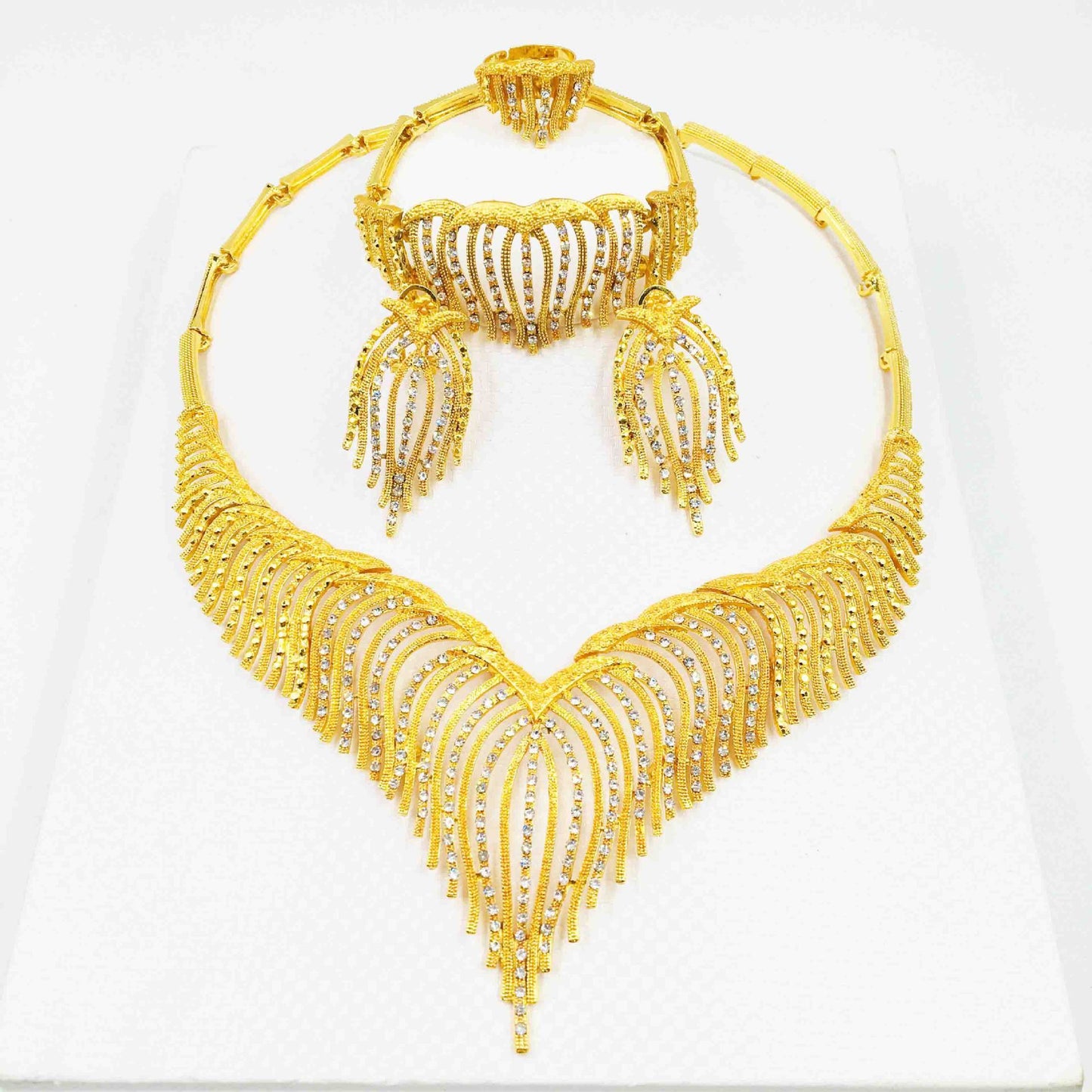 Four-piece bracelet ring earrings