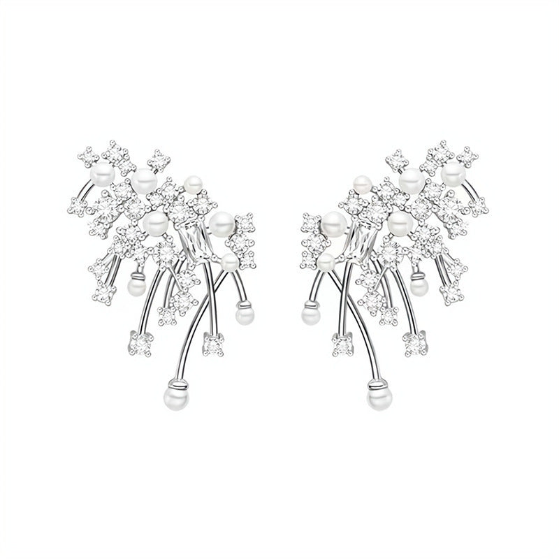 Fashion And Fully-jewelled Pearl Stud Earrings