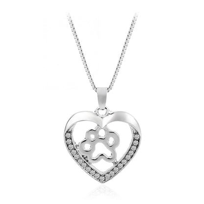 WISH Explosion Fashion Creative Love Dog Claw Pendant Necklace Foreign Trade New Metal Jewelry Wholesale