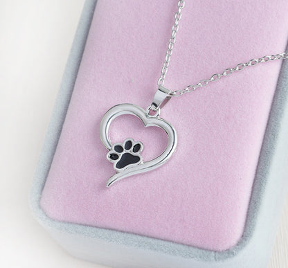 WISH Explosion Fashion Creative Love Dog Claw Pendant Necklace Foreign Trade New Metal Jewelry Wholesale