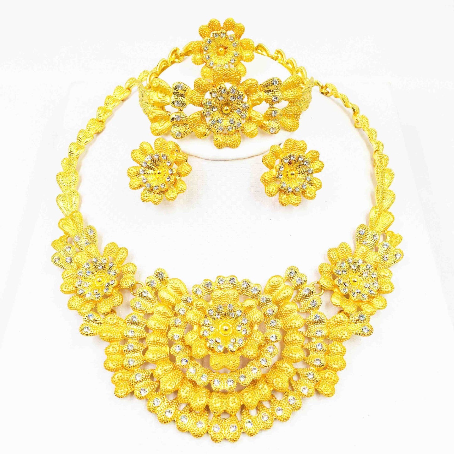 Four-piece bracelet ring earrings