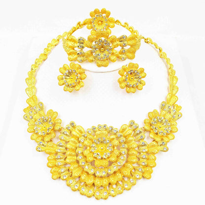 Four-piece bracelet ring earrings