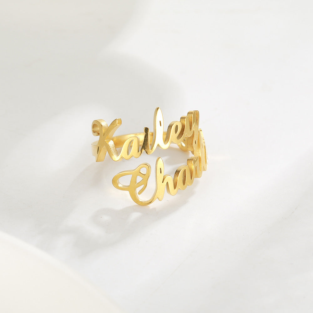 Adjustable Custom Name Stainless Steel Custom Ring