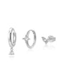 S925 Sterling Silver Zircon Diamond-embedded Geometric Earings Set