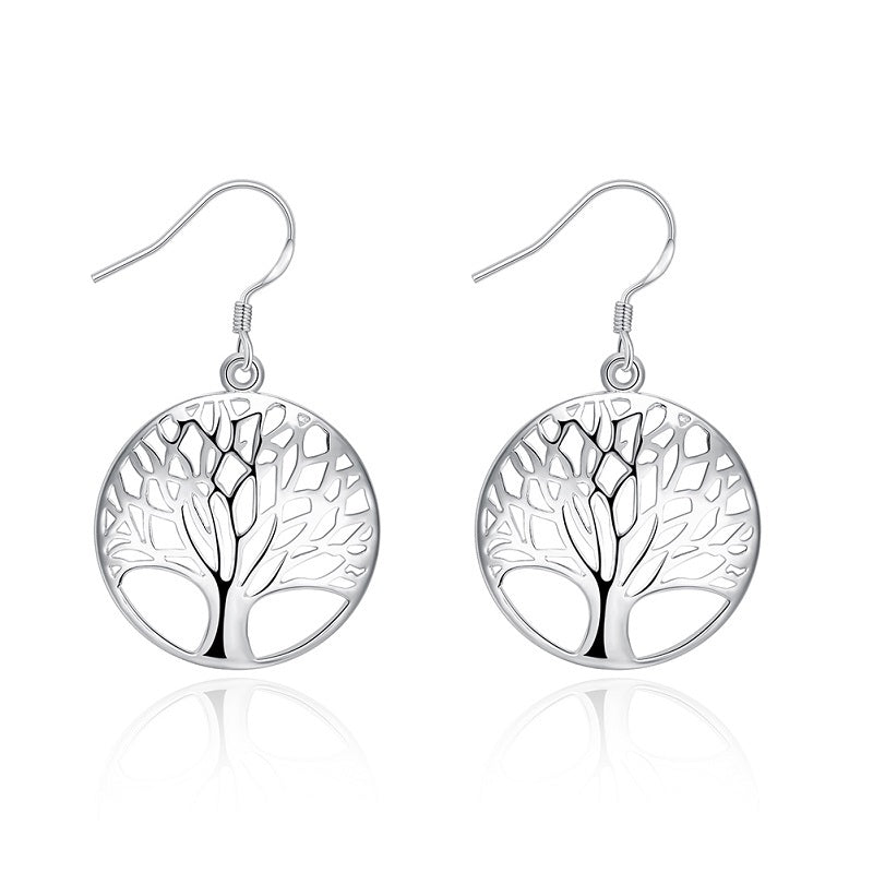Round Hollow Relief Life Tree Pendant s625 Silver