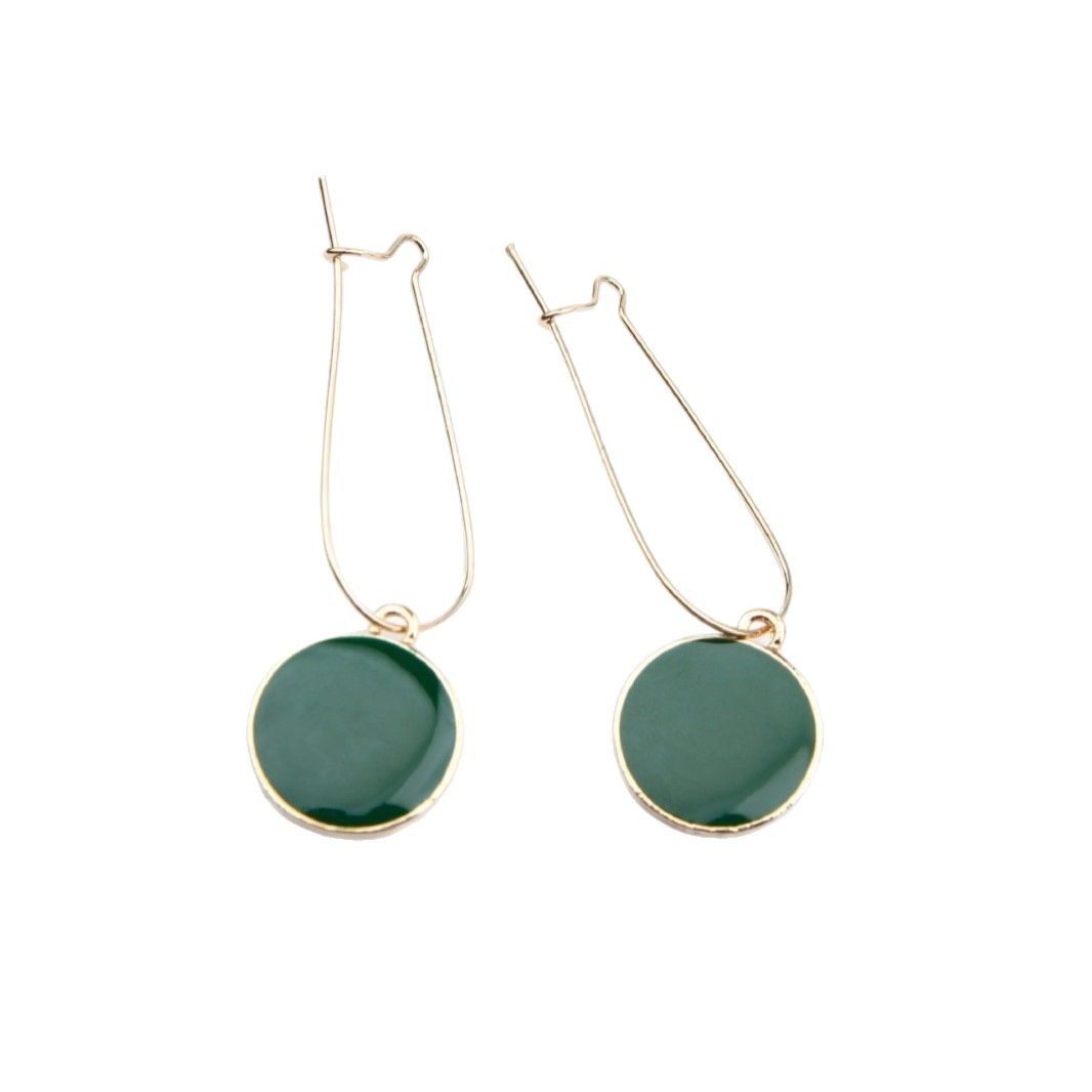 Korean Fashion Dripping Stud Earrings Green Circle