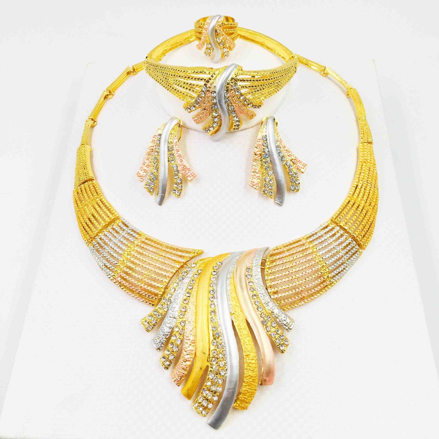 Four-piece bracelet ring earrings