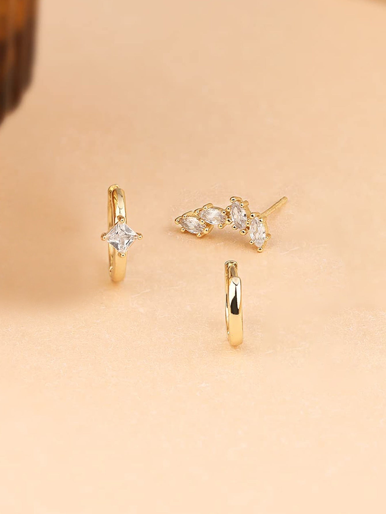 S925 Sterling Silver Zircon Diamond-embedded Geometric Earings Set