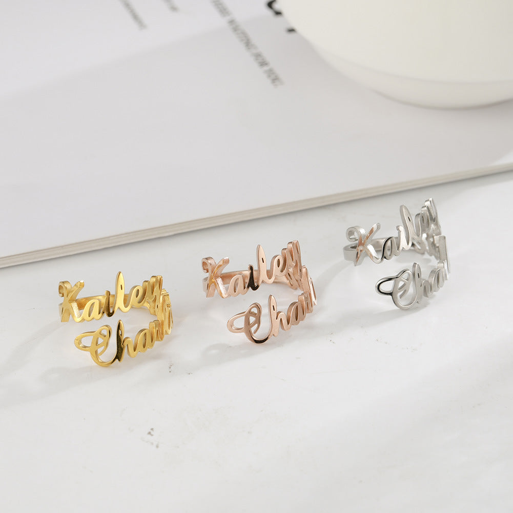 Adjustable Custom Name Stainless Steel Custom Ring