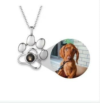 100 Languages I Love You Projection Necklace Cat Paw Dog Tag
