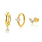 S925 Sterling Silver Zircon Diamond-embedded Geometric Earings Set