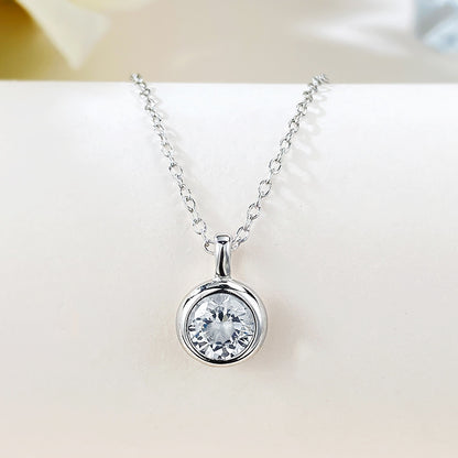 New Simple Elegant Fine Silver Chain 1 Karat Pendant Classic Necklace For Women