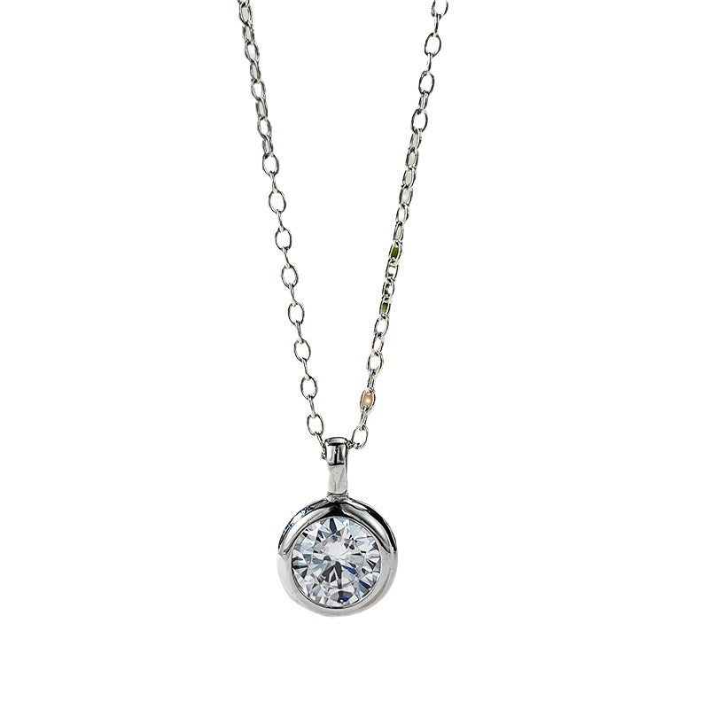 New Simple Elegant Fine Silver Chain 1 Karat Pendant Classic Necklace For Women