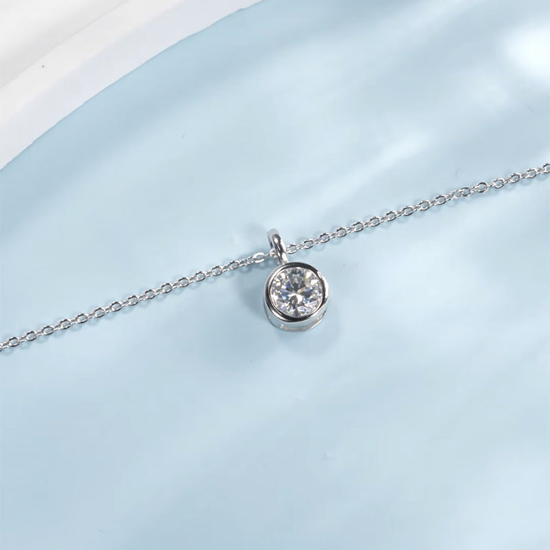 New Simple Elegant Fine Silver Chain 1 Karat Pendant Classic Necklace For Women