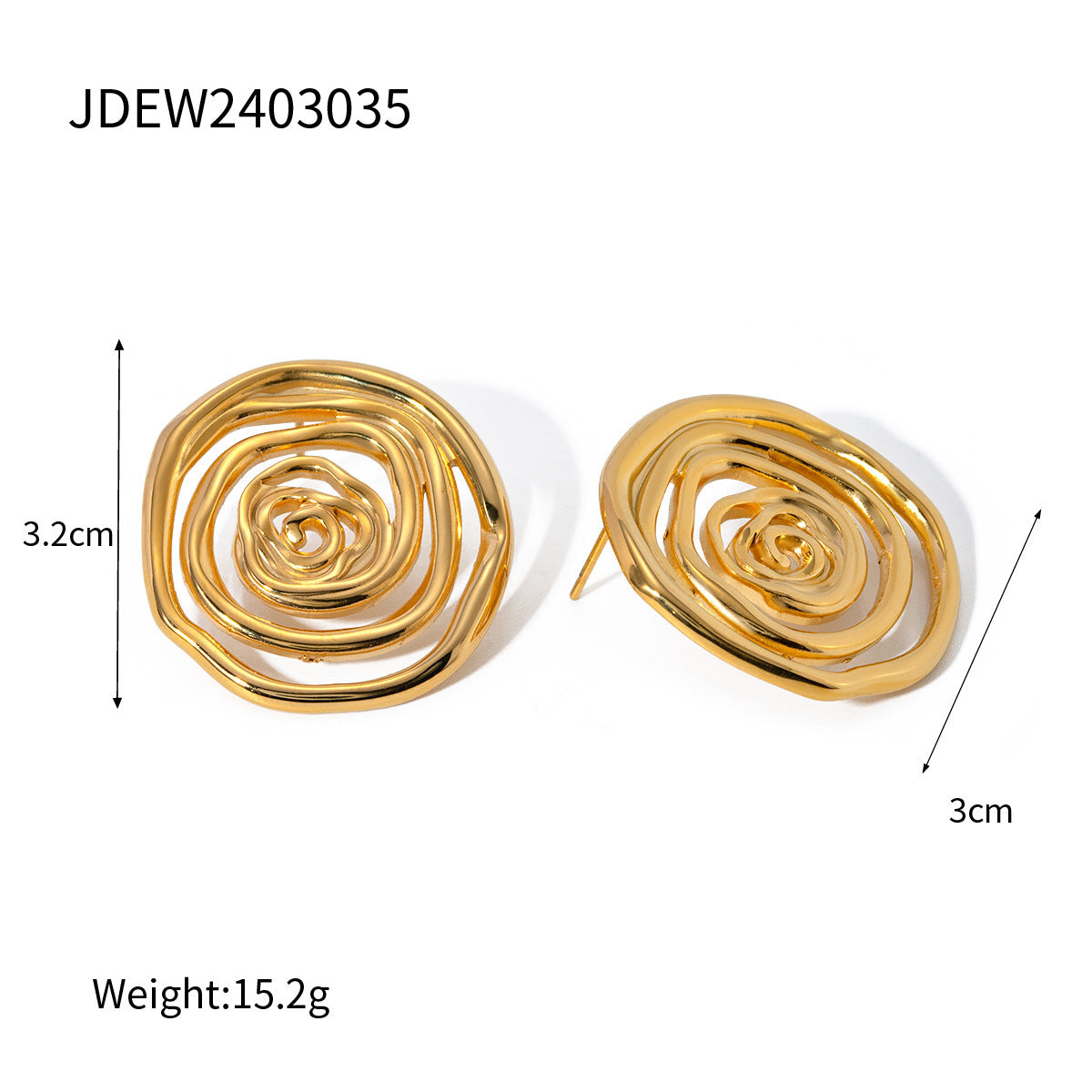18K Gold Stainless Steel Golden Thread Hoop Earrings