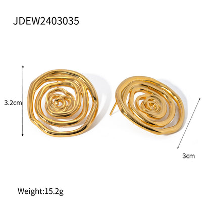 18K Gold Stainless Steel Golden Thread Hoop Earrings