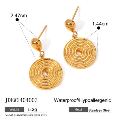 18K Gold Stainless Steel Golden Thread Hoop Earrings