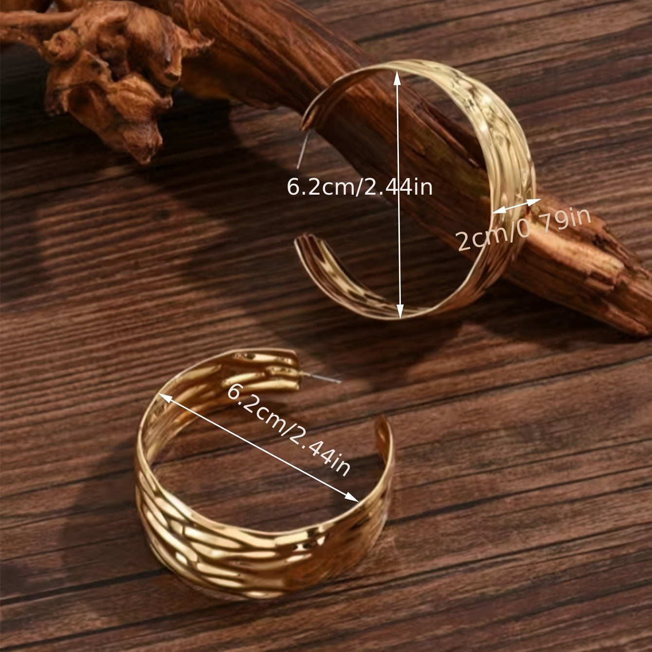 Exaggerated Metal Ring Texture Earrings