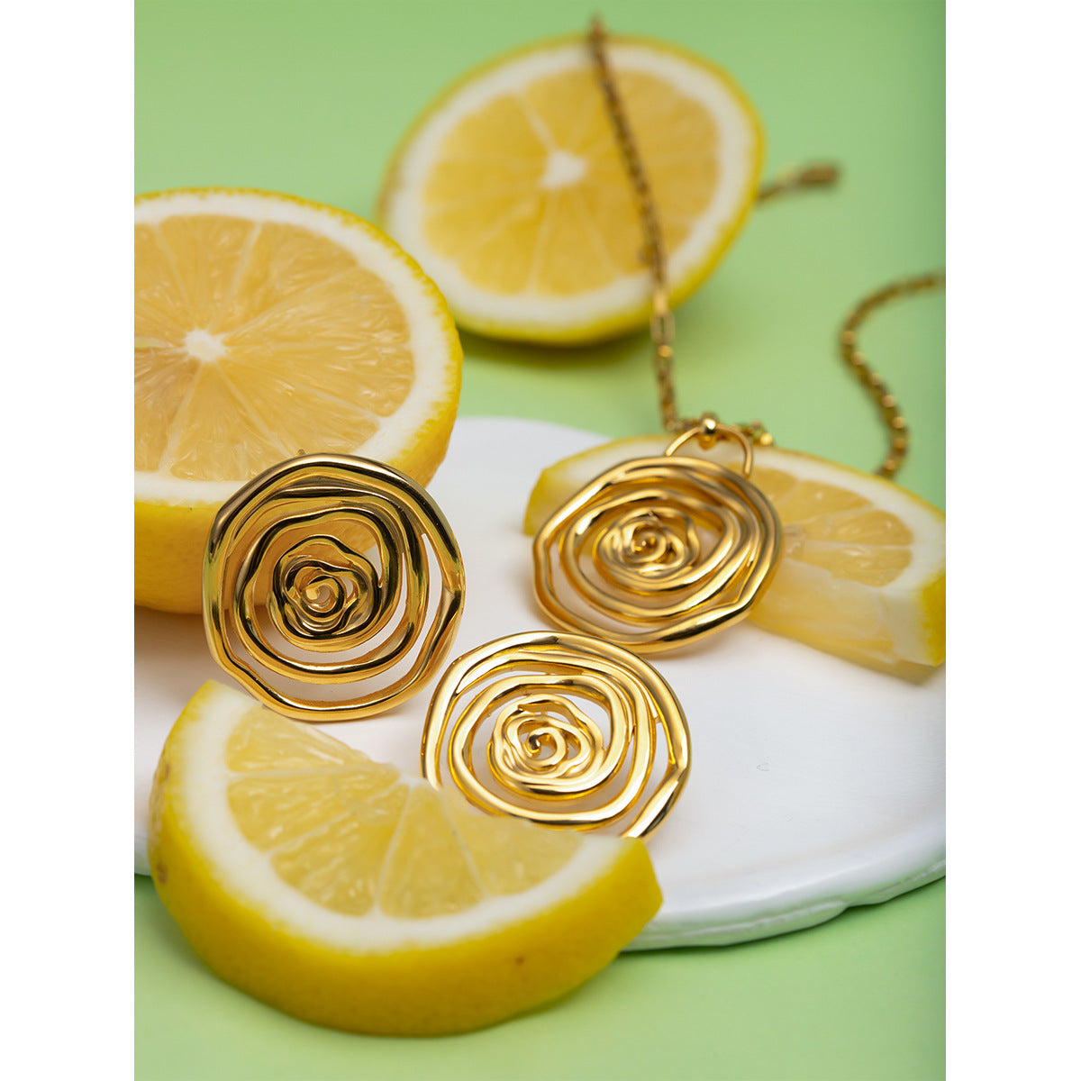 18K Gold Stainless Steel Golden Thread Hoop Earrings