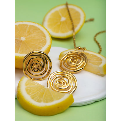 18K Gold Stainless Steel Golden Thread Hoop Earrings