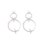 925 Sterling Silver Double Circle Pearl Drop Earrings – Elegant Gold Zircon Fashion Jewelry